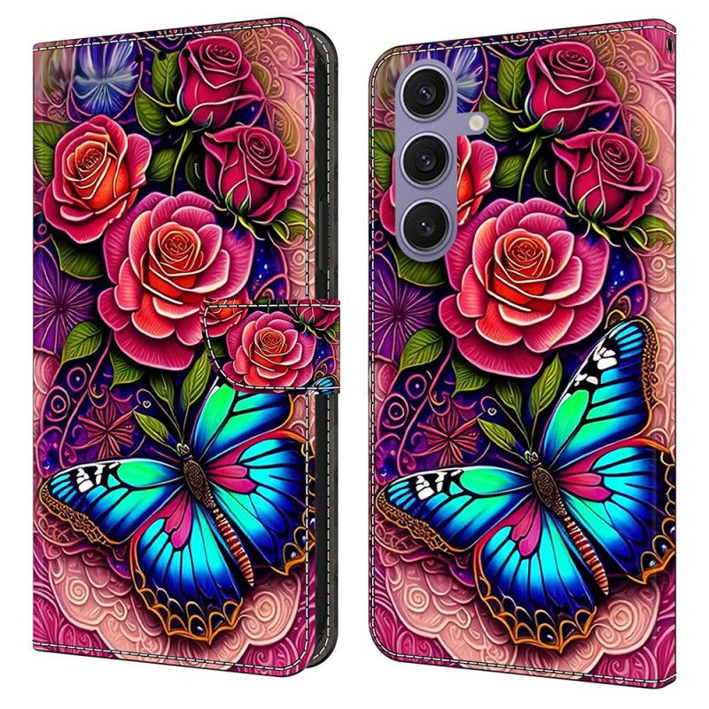 Flip Cover Samsung Galaxy S25 Plus 5g Blålig Sommerfugl