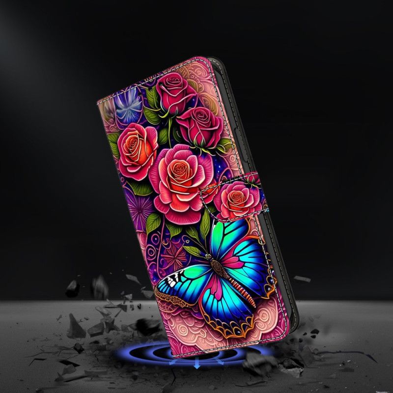 Flip Cover Samsung Galaxy S25 Plus 5g Blålig Sommerfugl