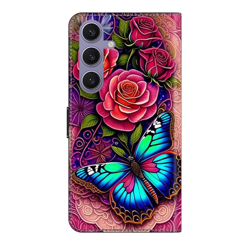 Flip Cover Samsung Galaxy S25 Plus 5g Blålig Sommerfugl