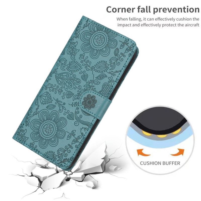 Flip Cover Samsung Galaxy S25 Plus 5g Blomsterprint Med Rem