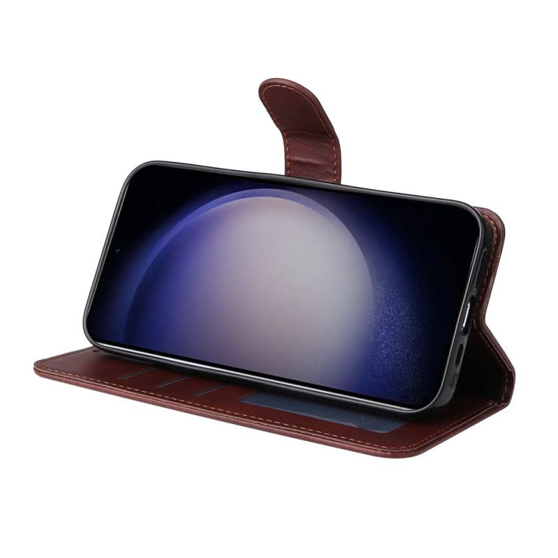 Flip Cover Samsung Galaxy S25 Plus 5g Ensfarvet Kunstlæder Med Rem