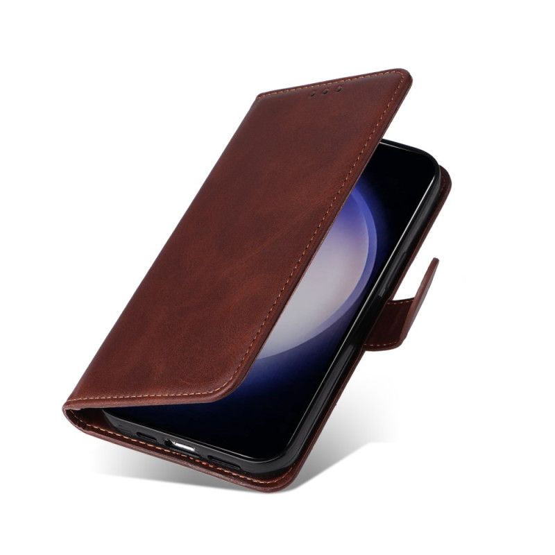 Flip Cover Samsung Galaxy S25 Plus 5g Ensfarvet Kunstlæder Med Rem