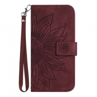 Flip Cover Samsung Galaxy S25 Plus 5g Solsikkeprint Med Rem