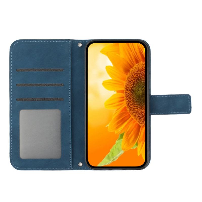 Flip Cover Samsung Galaxy S25 Plus 5g Solsikkeprint Med Rem