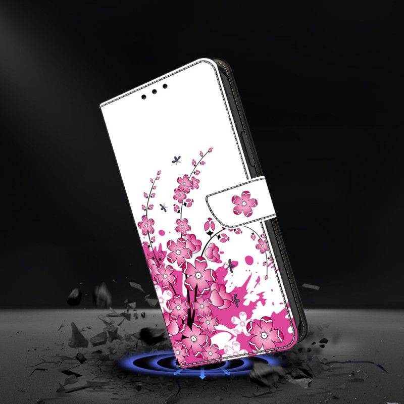 Flip Cover Til Samsung Galaxy S25 Plus 5g Lyserødt Blomstermønster