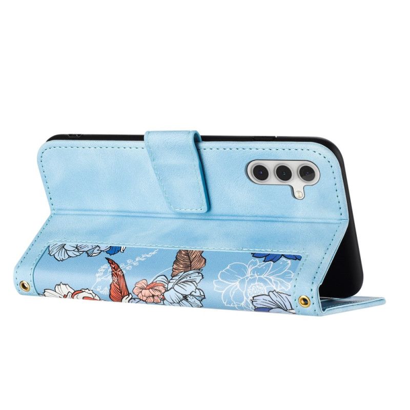 Læder Cover Samsung Galaxy S25 Plus 5g Blomsterdesign Med Rem