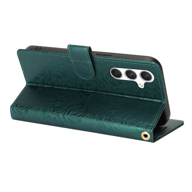 Læder Cover Samsung Galaxy S25 Plus 5g Blomsterprint Med Rem