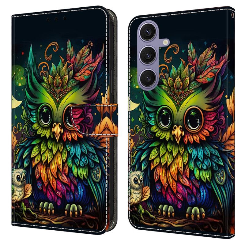 Læder Cover Samsung Galaxy S25 Plus 5g Farverig Ugle