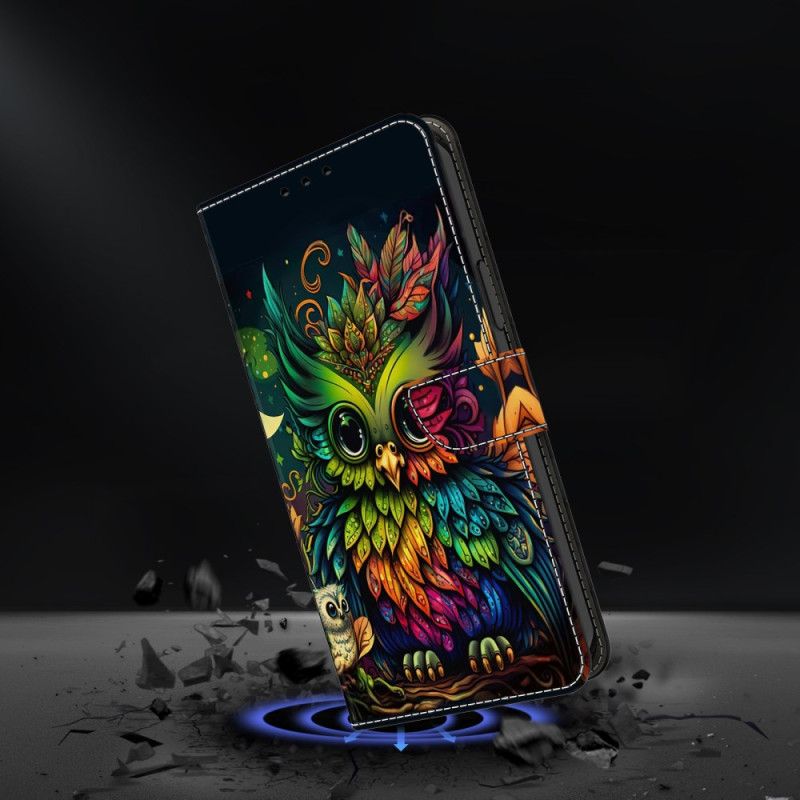 Læder Cover Samsung Galaxy S25 Plus 5g Farverig Ugle