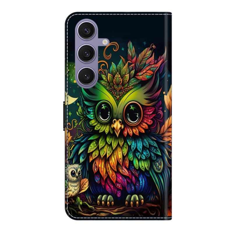 Læder Cover Samsung Galaxy S25 Plus 5g Farverig Ugle