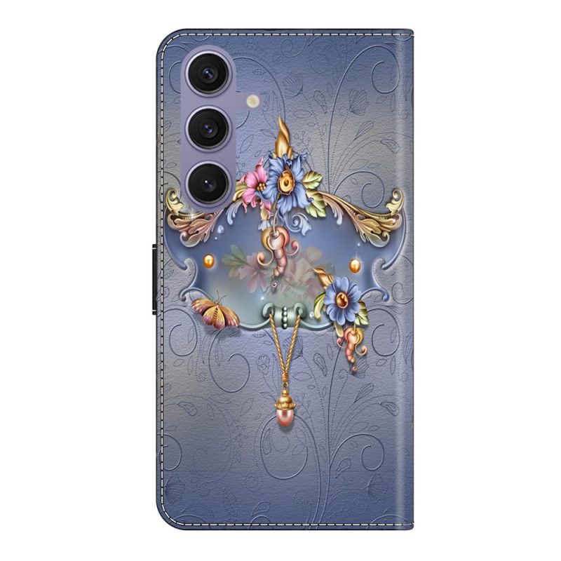 Læder Cover Samsung Galaxy S25 Plus 5g Graverede Blomster