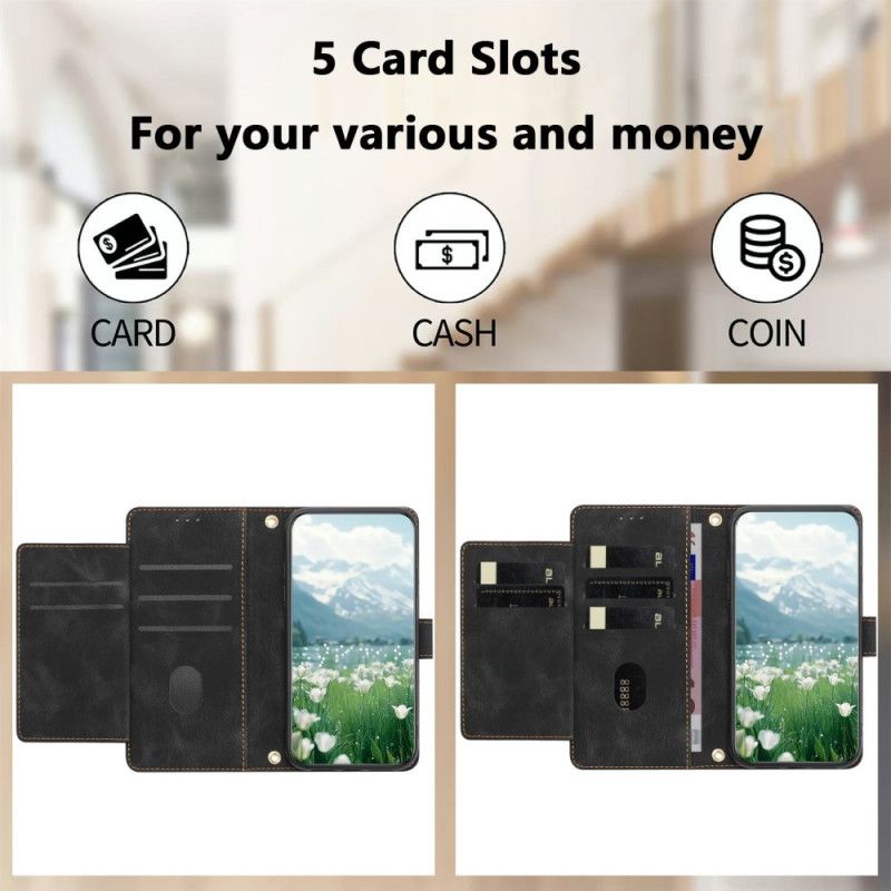 Læder Cover Samsung Galaxy S25 Plus 5g Telefon Etui Blomsterprintet Ruskindseffekt