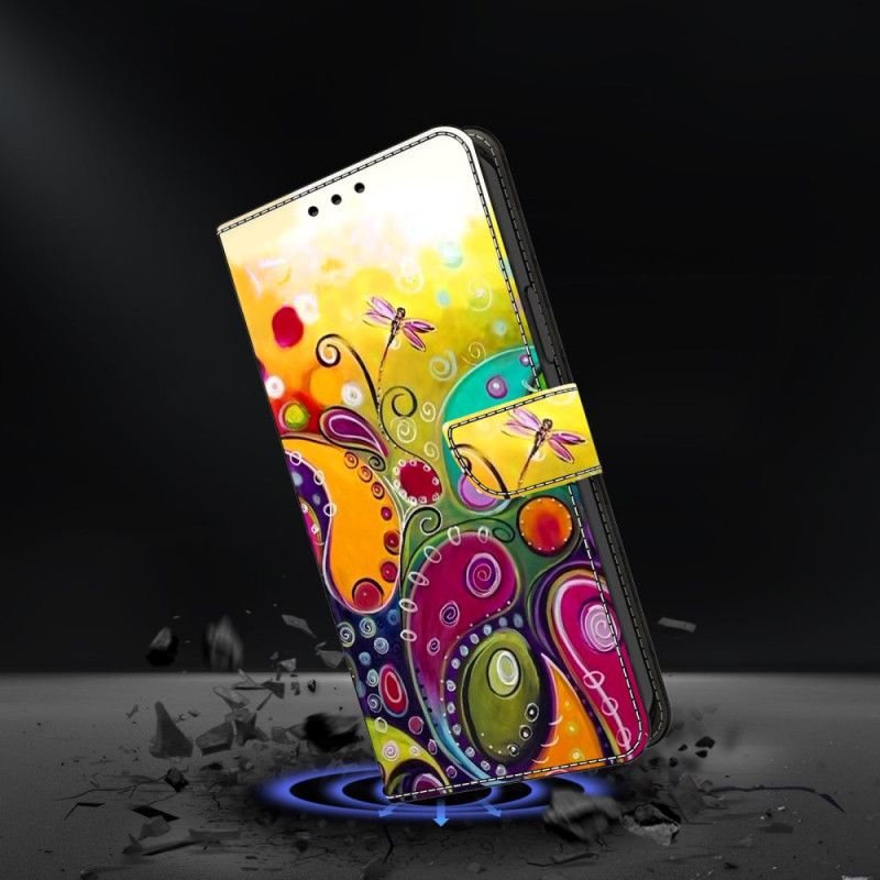 Læder Cover Samsung Galaxy S25 Plus 5g Telefon Etui Farverigt Blomstermønster