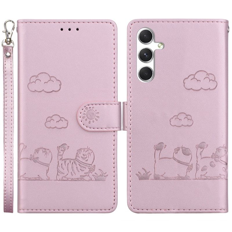 Læder Cover Samsung Galaxy S25 Plus 5g Telefon Etui Kattemotivrem