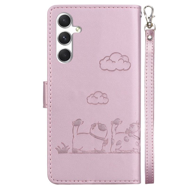Læder Cover Samsung Galaxy S25 Plus 5g Telefon Etui Kattemotivrem