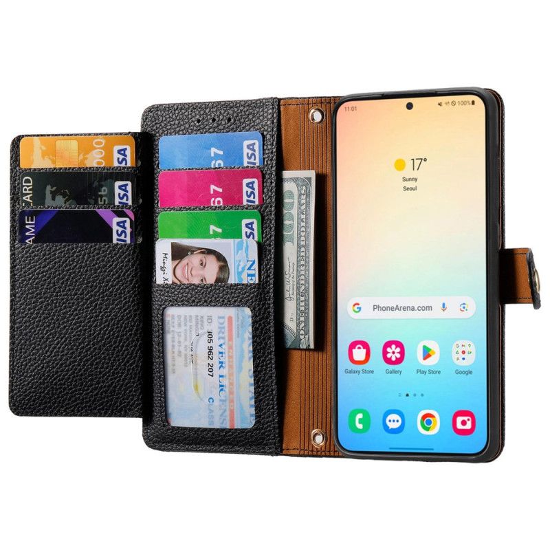 Læder Cover Samsung Galaxy S25 Plus 5g Telefon Etui Læderpung Med Anti-rfid Lynlåslomme