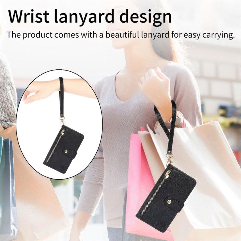 Læder Cover Samsung Galaxy S25 Plus 5g Telefon Etui Læderpung Med Anti-rfid Lynlåslomme