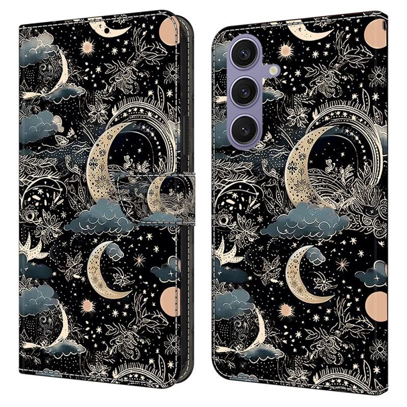 Læder Cover Samsung Galaxy S25 Plus 5g Telefon Etui Månemønster