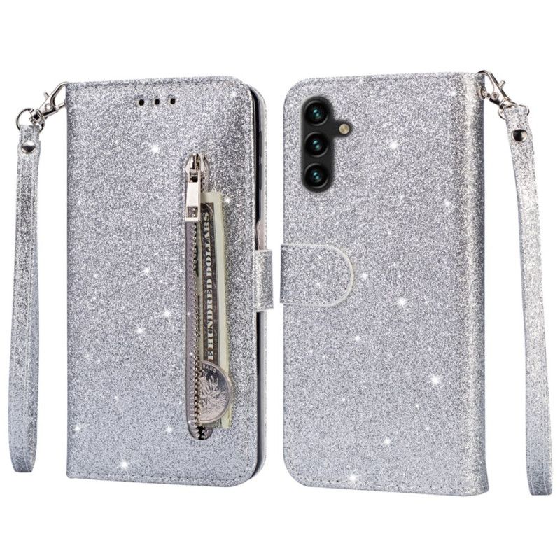 Læder Cover Samsung Galaxy S25 Plus 5g Telefon Etui Møntpung Med Pailletter