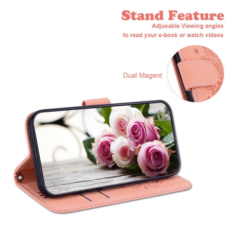 Læder Cover Samsung Galaxy S25 Plus 5g Telefon Etui Rosa-ruskindseffekt