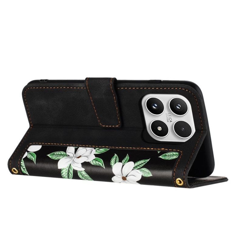 Flip Cover Til Xiaomi 17 Kortholder Og Blomstermønster