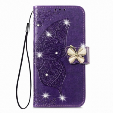 Flip Cover Xiaomi 17 3d-sommerfugl Og Rhinsten