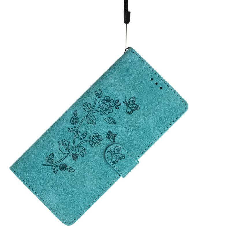 Flip Cover Xiaomi 17 Blomstermønster I Ruskindseffekt