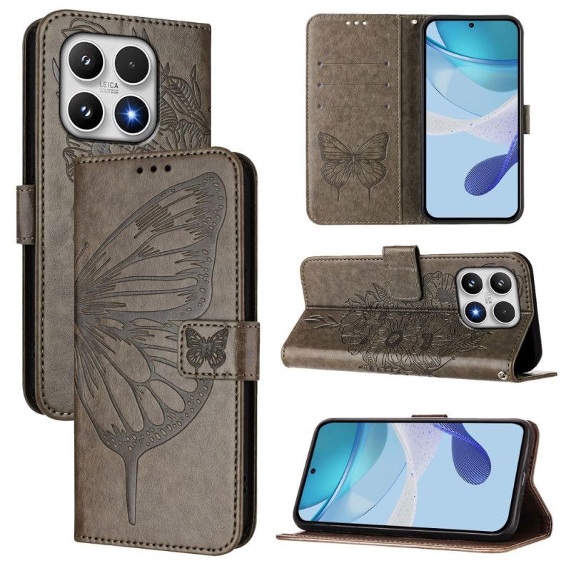 Flip Cover Xiaomi 17 Sommerfugledesign Med Rem