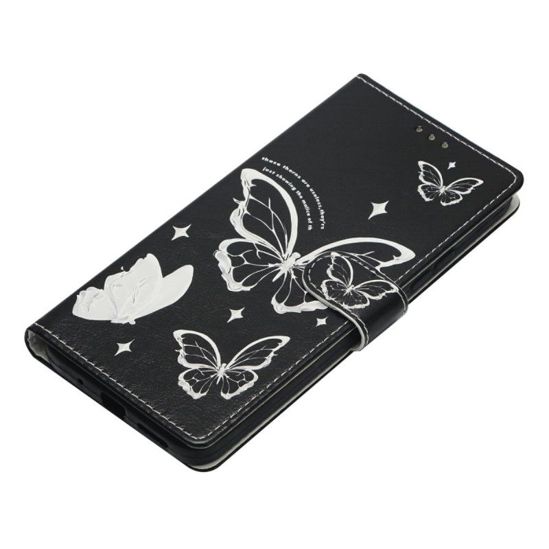 Flip Cover Xiaomi 17 Sorte Og Hvide Sommerfugle