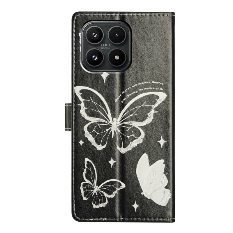 Flip Cover Xiaomi 17 Sorte Og Hvide Sommerfugle
