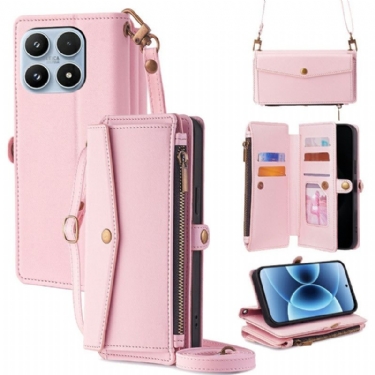 Læder Cover Xiaomi 17 Telefon Etui Pung Med Skulderrem Og Snor