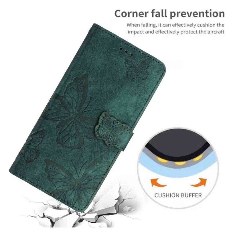 Læder Cover Xiaomi 17 Telefon Etui Ruskind Med Sommerfugleeffekt