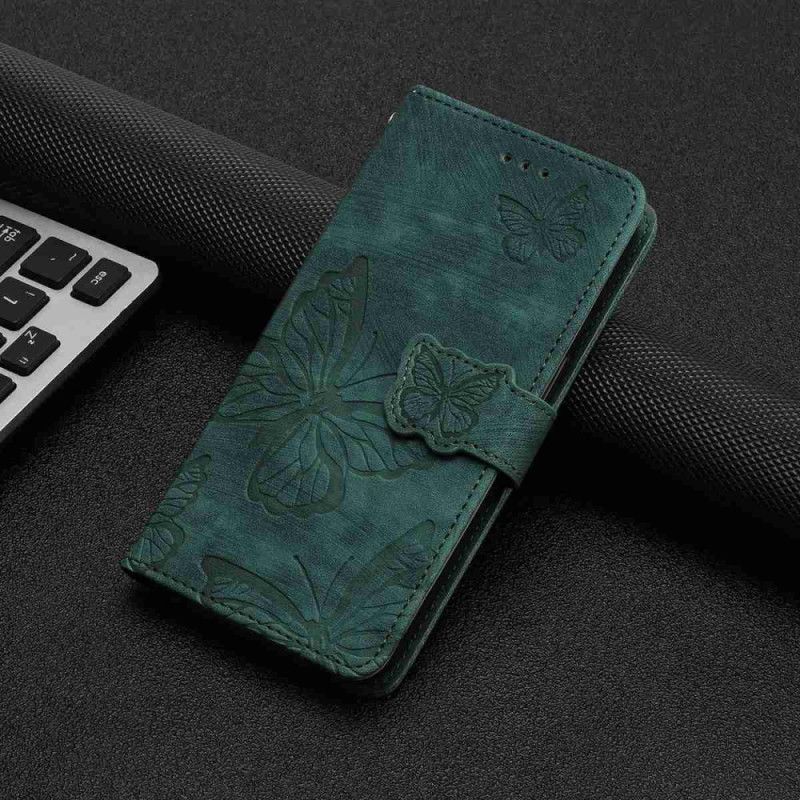 Læder Cover Xiaomi 17 Telefon Etui Ruskind Med Sommerfugleeffekt