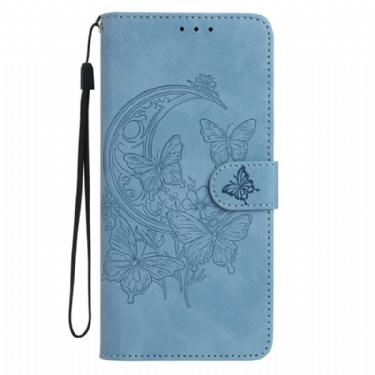 Læder Cover Xiaomi 17 Telefon Etui Sommerfugleflugt I Ruskindseffekt