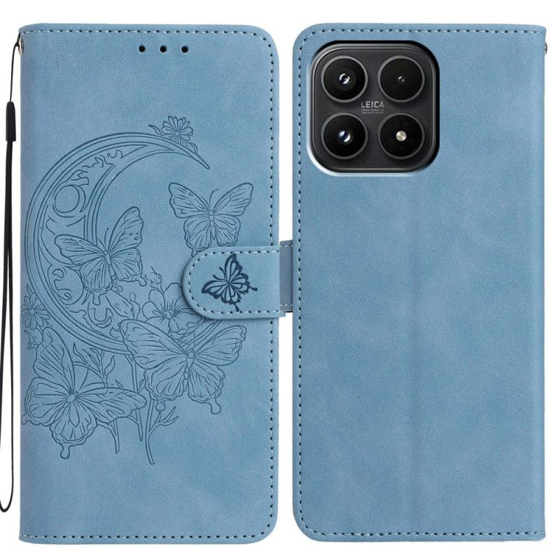 Læder Cover Xiaomi 17 Telefon Etui Sommerfugleflugt I Ruskindseffekt