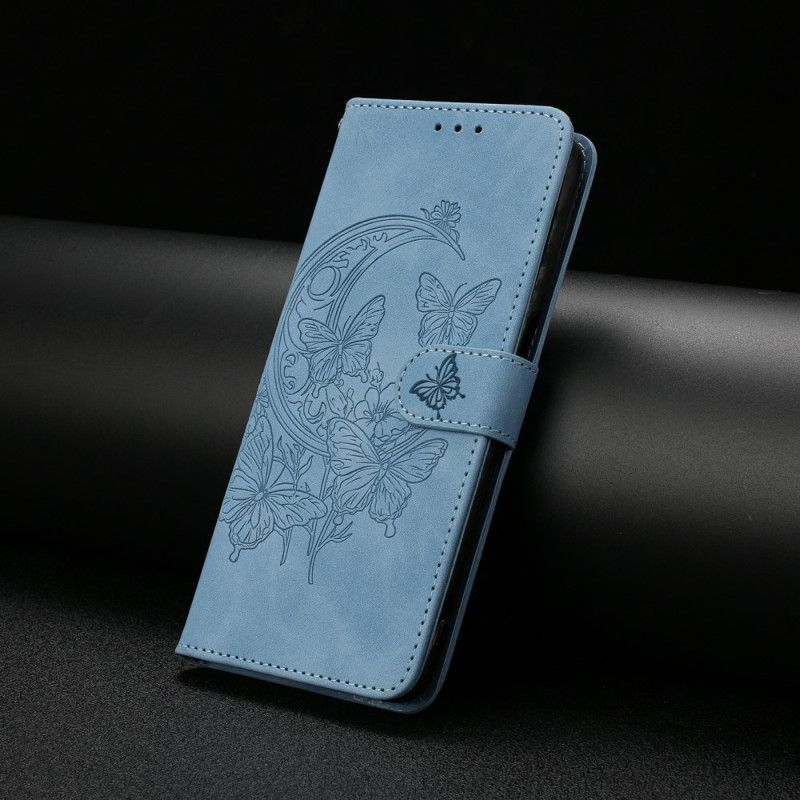 Læder Cover Xiaomi 17 Telefon Etui Sommerfugleflugt I Ruskindseffekt