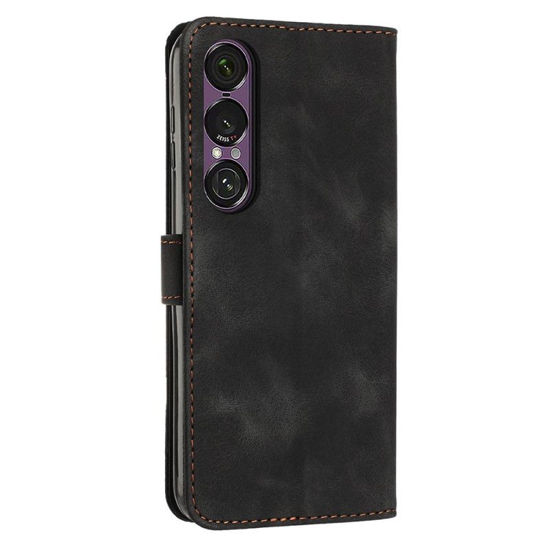 Flip Cover Sony Xperia 1 Vii Geometriske Linjer Med Stropper