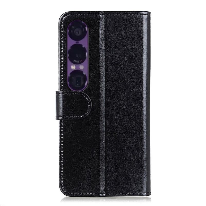 Flip Cover Sony Xperia 1 Vii Laklæder I Kunstlæder