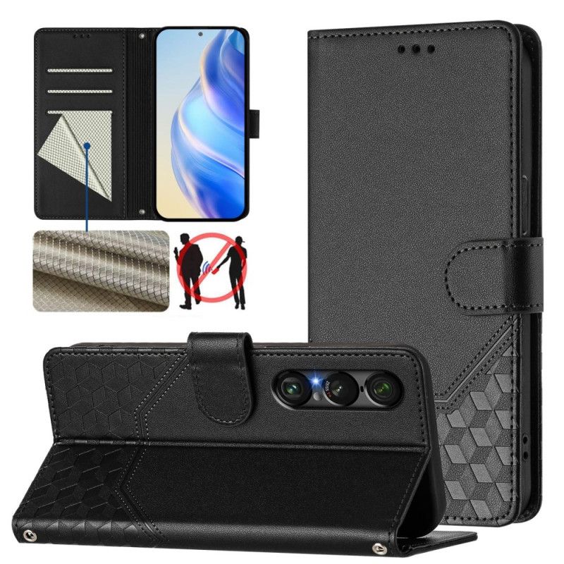 Flip Cover Sony Xperia 1 Vii Rfid-beskyttelse Bikagemønster
