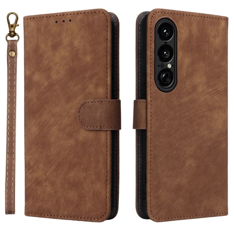 Flip Cover Sony Xperia 1 Vii Rfid-beskyttelse Og Rem