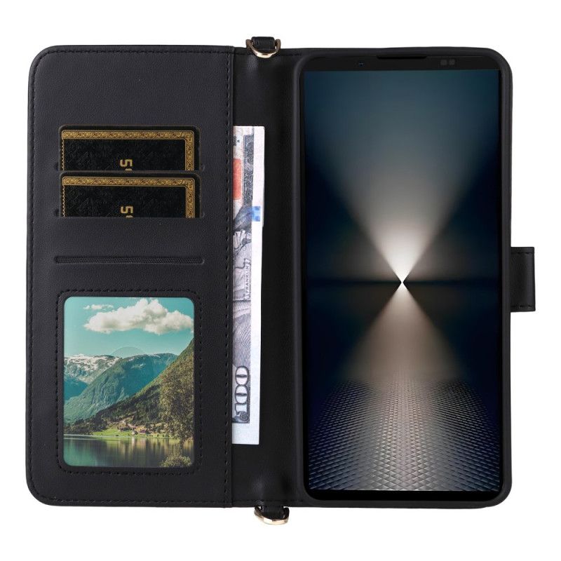 Læder Cover Sony Xperia 1 Vii Quiltet Med Rem Og Skulderrem