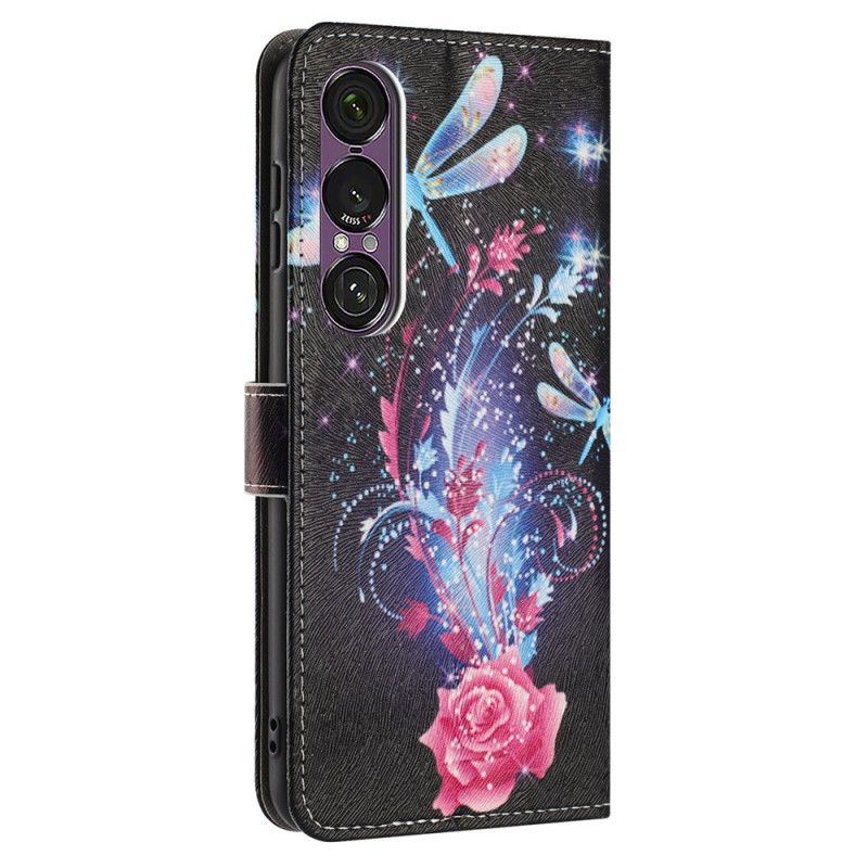 Læder Cover Sony Xperia 1 Vii Telefon Etui Guldsmede