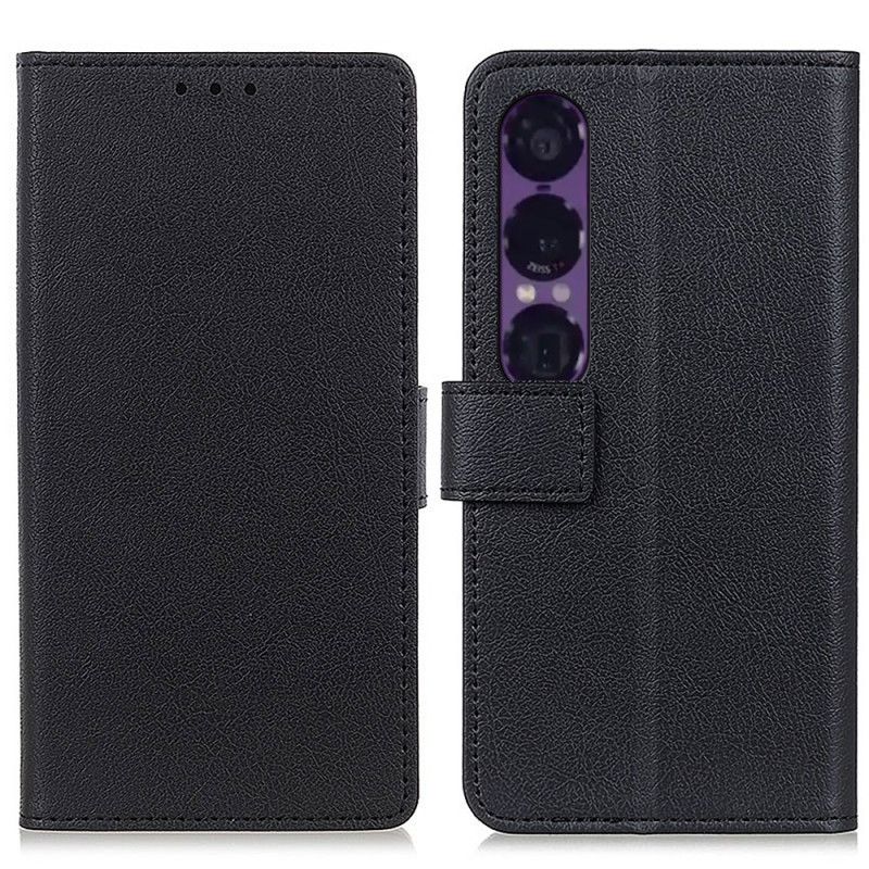 Læder Cover Sony Xperia 1 Vii Telefon Etui Klassisk Sort