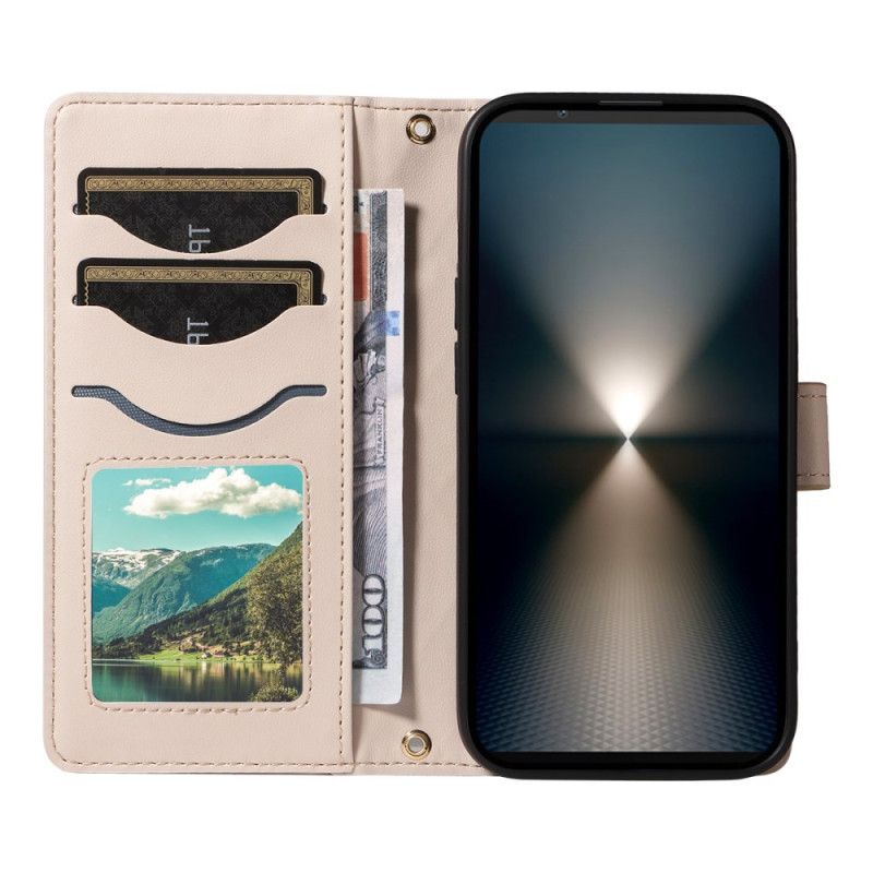 Læder Cover Sony Xperia 1 Vii Telefon Etui Quiltet Med Rem Og Skulderrem