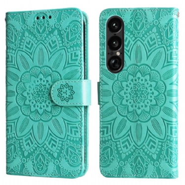 Læder Cover Sony Xperia 1 Vii Telefon Etui Solsikkemønster