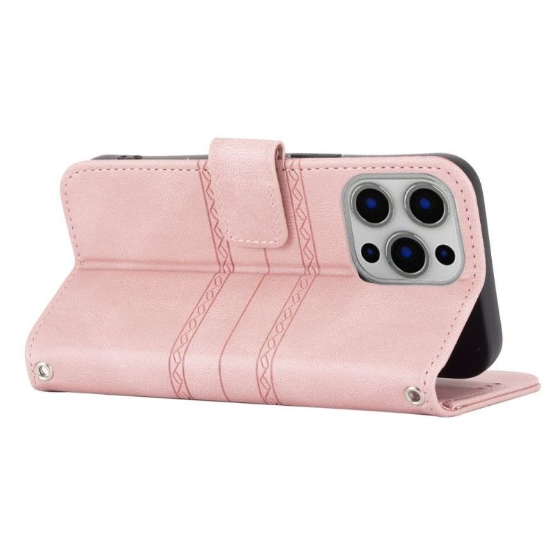 Flip Cover iPhone 13 Pro Anti-fald Med Snor Sofia Lædereffekt