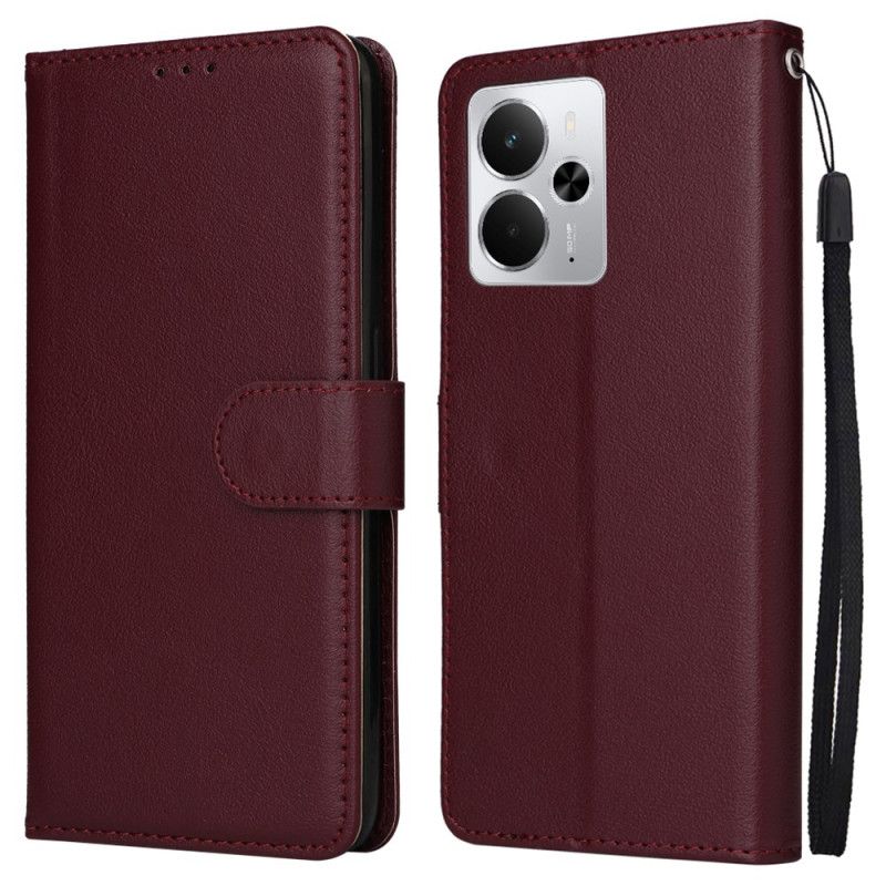 Flip Cover Realme 14 5g Ensfarvet Med Rem