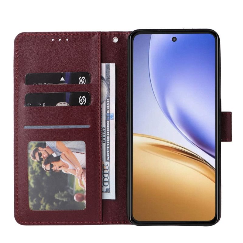 Flip Cover Realme 14 5g Ensfarvet Med Rem