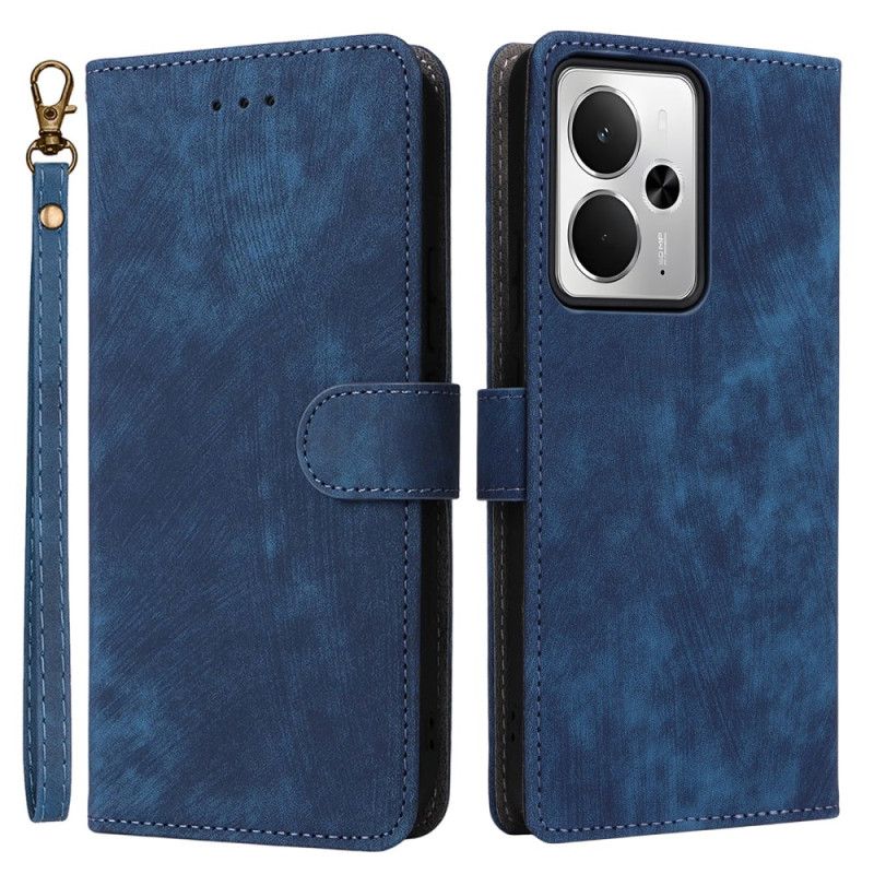 Flip Cover Realme 14 5g Rfid-beskyttelse Med Ruskindseffekt