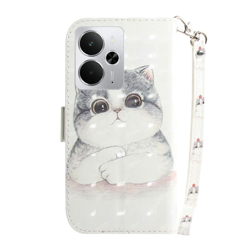 Flip Cover Til Realme 14 5g Kat Og Jordbærsnor